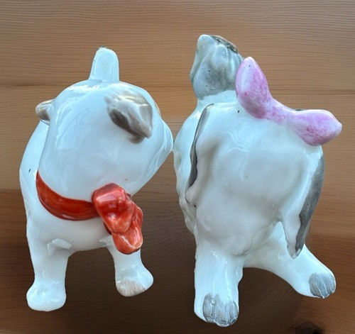 Set of 2 Vtg Pfeffer Gotha Dog Figurines Bonzo & Bichon Pink Bow Fly On Tail EUC - Picture 8 of 11