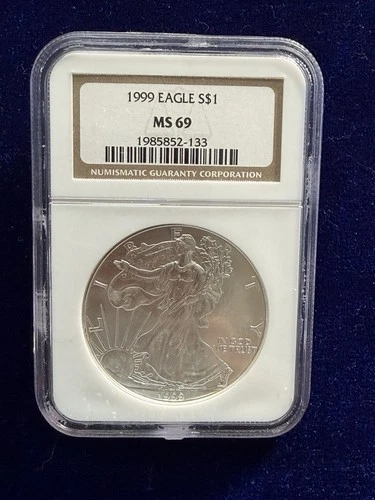 1999 American Silver Eagle NGC MS69 BROWN LABEL