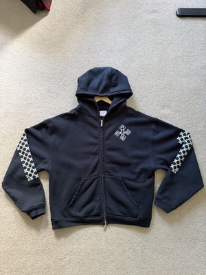 Rhude Cross Logo Zip-Up Hoodie Black - Size Large