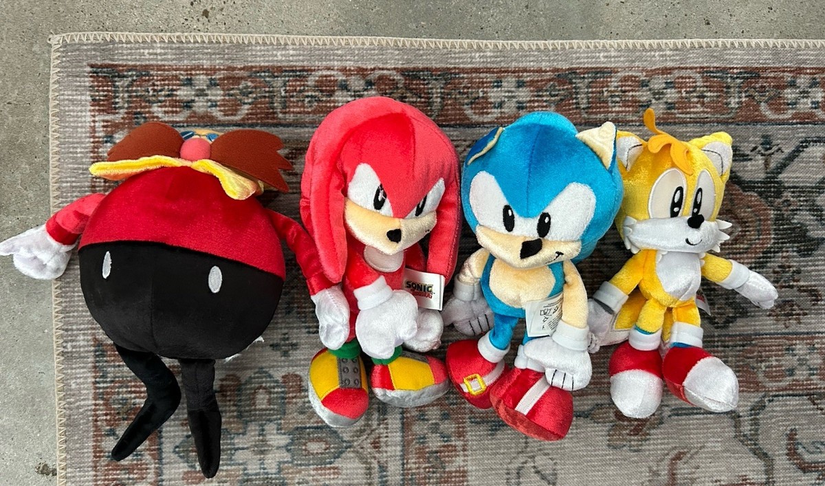 Sonic Plush Lot Tomy 25th Anniversary Sonic, Eggman, Tails, Knuckles