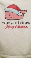 Kids Vineyard Vines Long Sleeve White 100 Cotton Christmas Tee Shirt Size 8-10