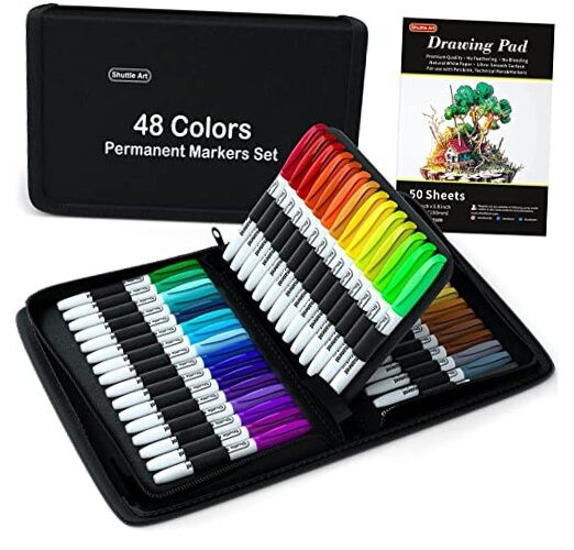 48-Color Fine Point Permanent Marker Set with Travel Case-image