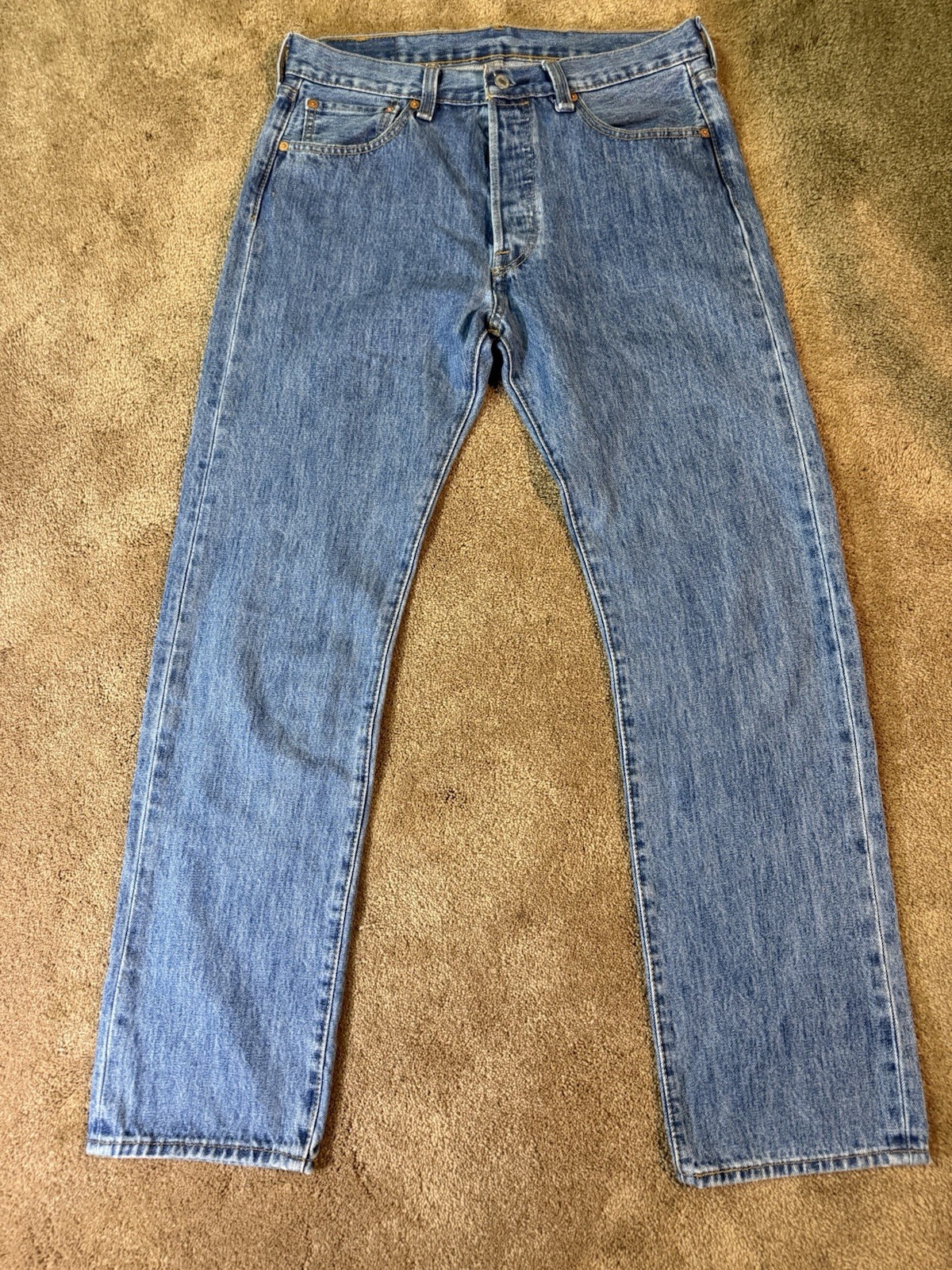 Levis 501 34x31 Actual (33x32) Tag Button Fly Light Stonewash Jeans