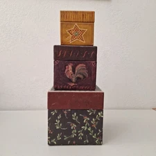 Susan Winget Nesting Christmas Box Set of 3, Bob's Boxes Decorative Rustic