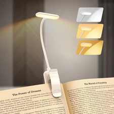 20 LED Rechargeable Book Light for Reading in Bed, Eye Caring 3 Color Temperatur
