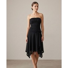 VTG City Triangles Y2K Black Strapless Ruched Whimsygoth Prom Cocktail Dress M