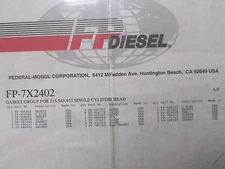 FP DIESEL FP-7X2402 Gasket Group For 215,943,953 Single Cylinder Head New