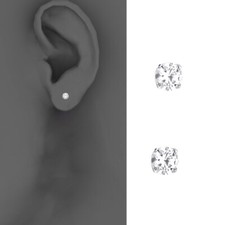 14k White 3mm Round CZ Basket Stud Earrings - Screw Back