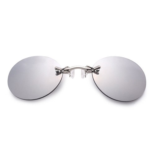 Retro Round Clip-On Nose Glasses Matrix Rimless Sunglasses Men Fashion HOT - Picture 14 of 16