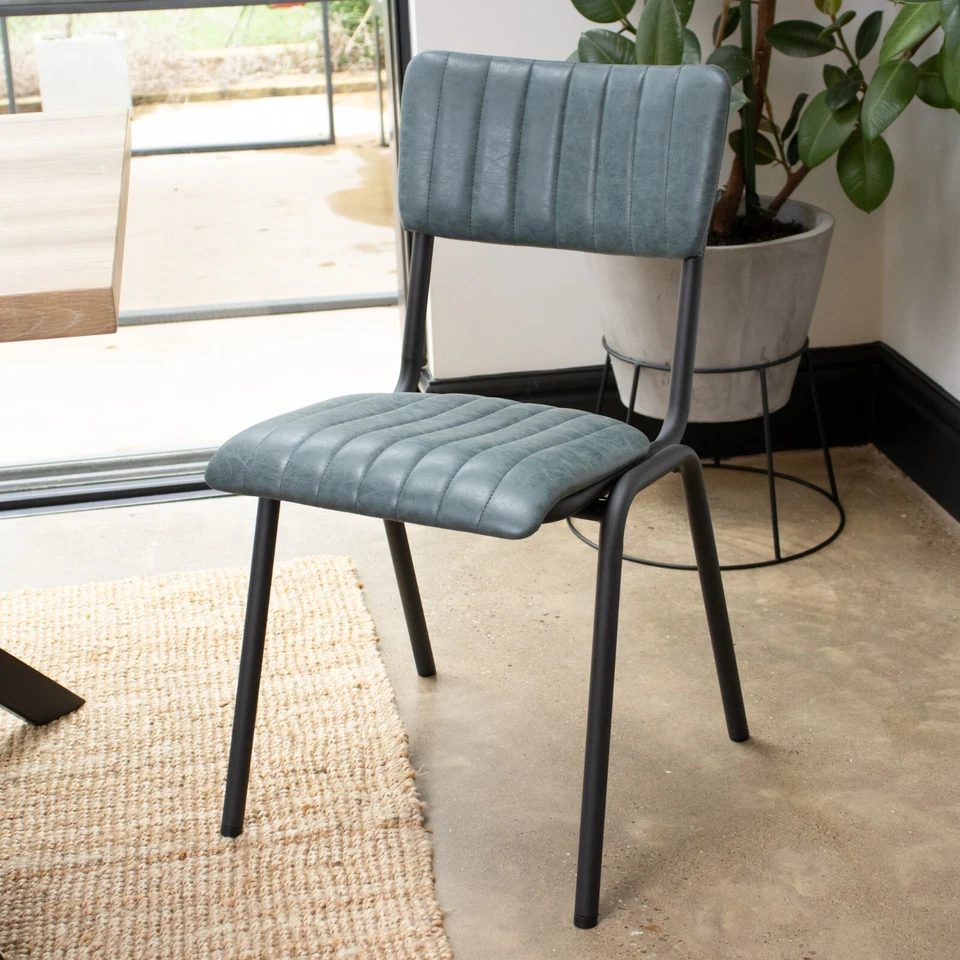 BLUE UPHOLSTERED DINING CHAIR CAFE CHAIR STACKING CHAIR RESTAURANT CHAIR