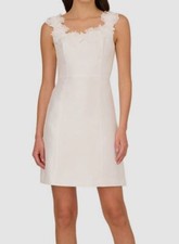 Adrianna Papell Women's White Mikado Lined Embellished Sheath Dress Size 10