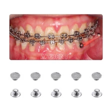 AZDENT Dental Orthodontic Bondable Round Metal Lingual Buttons Mesh Base