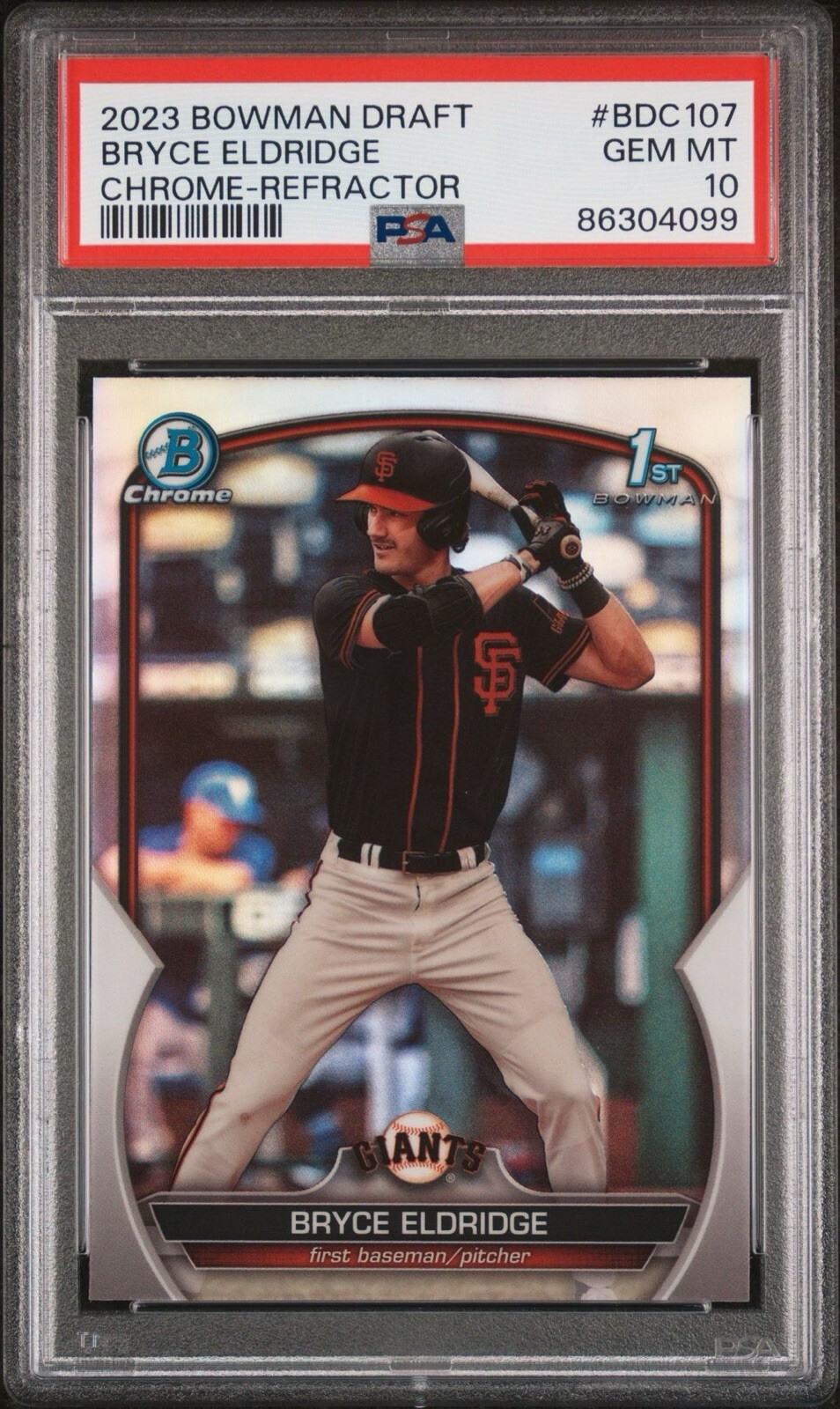 BRYCE ELDRIDGE 2023 Bowman Draft #BDC107 REFRACTOR 1st Chrome Prospect PSA 10
