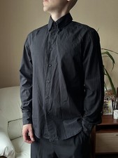 Vintage Versace Jeans Couture Shirt Dress Long Sleeve Monogram Black Men Size L