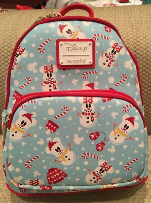 DISNEY LOUNGEFLY MICKEY MINNIE MOUSE SNOWMAN MINI BACKPACK‎ PURSE Amazon.com | Loungefly Disney Minnie Pastel Figural Snowman  main image 2