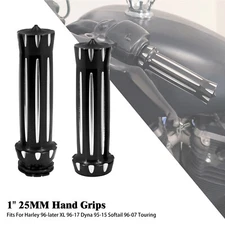 CNC Black 1" 25mm Handlebar Hand Grips For Harley Touring Dyna Softail Sportster