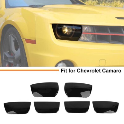 6x Headlight +Rear Tail Light Indicator Cover Trim Kits For Camaro 10-13 Smoked