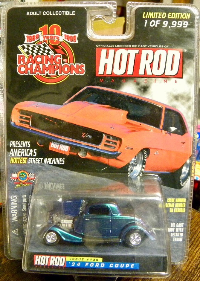 1999 Racing Champions #138 '34 FORD COUPE 3 Window Hot Rod Magazine Limited Ed