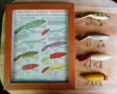 Ancien Leurre Vintage Rush Tango En Bois - Pêche Carnassier - Époque 1916