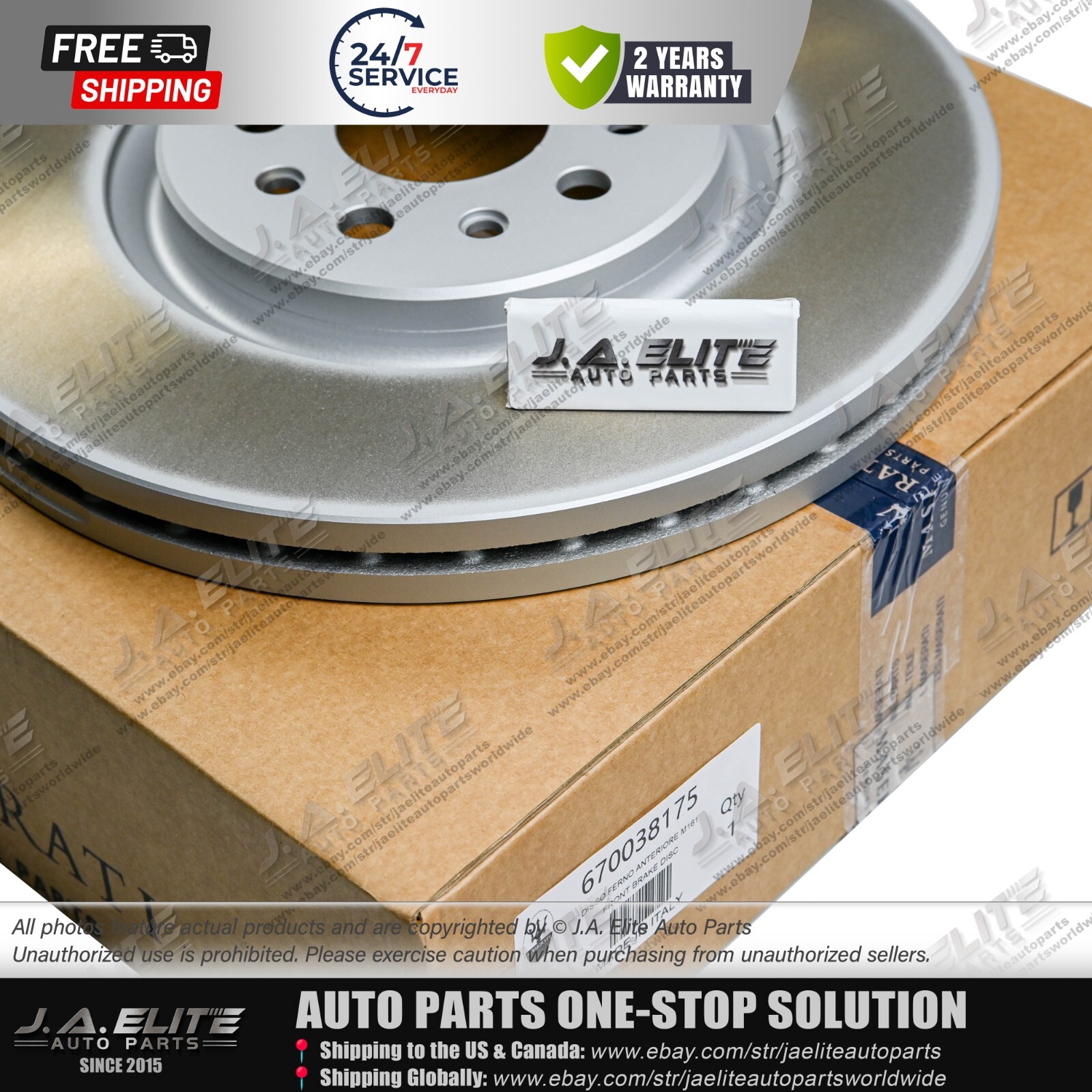 2pcs Front Brake Rotor Without holes fit Maserati Levante (2017+), 670038175