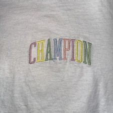 EUC Womens Champion LS Crew Neck Sweatshirt, White, Size Medium