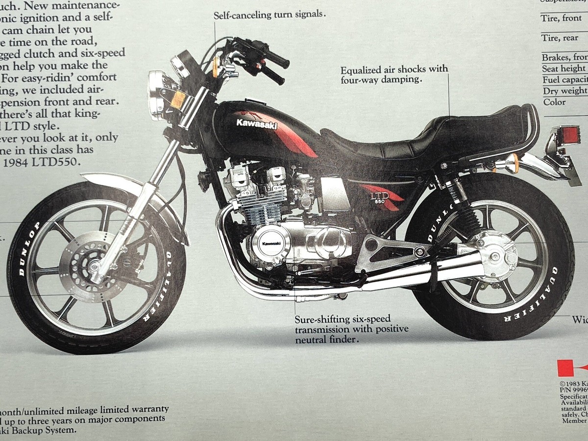 1984 Kawasaki LTD550 Motorcycle Bike 1-page Vtg Sales Brochure