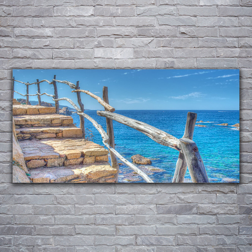Tableau image impression mer et architecture 120x60 cm en toile tendue