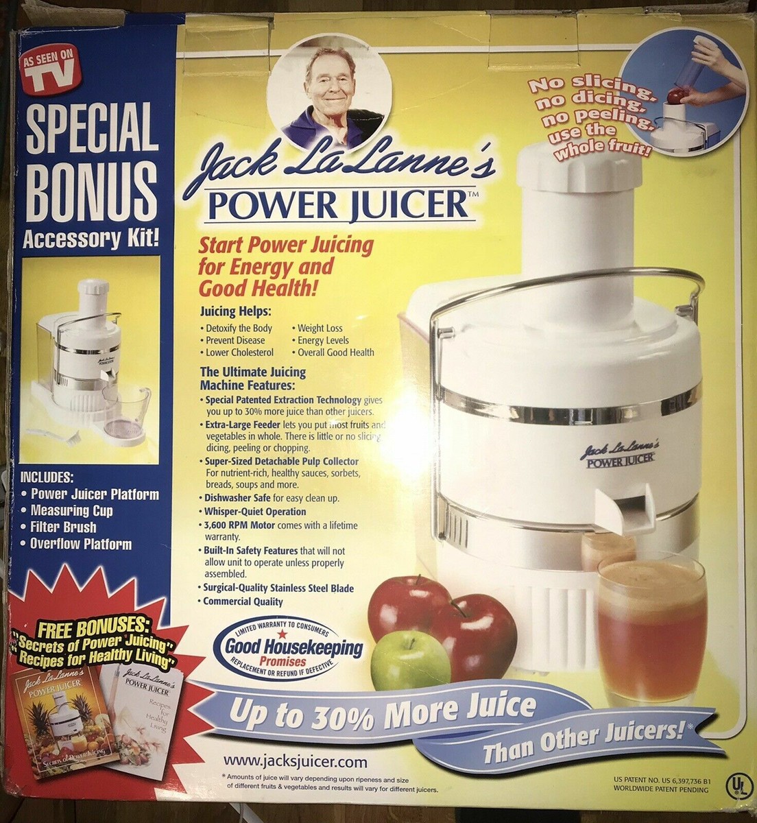 Jack Lalanne Power Juicer Vegetables JUICER 3600 RPM-2.5 AMP