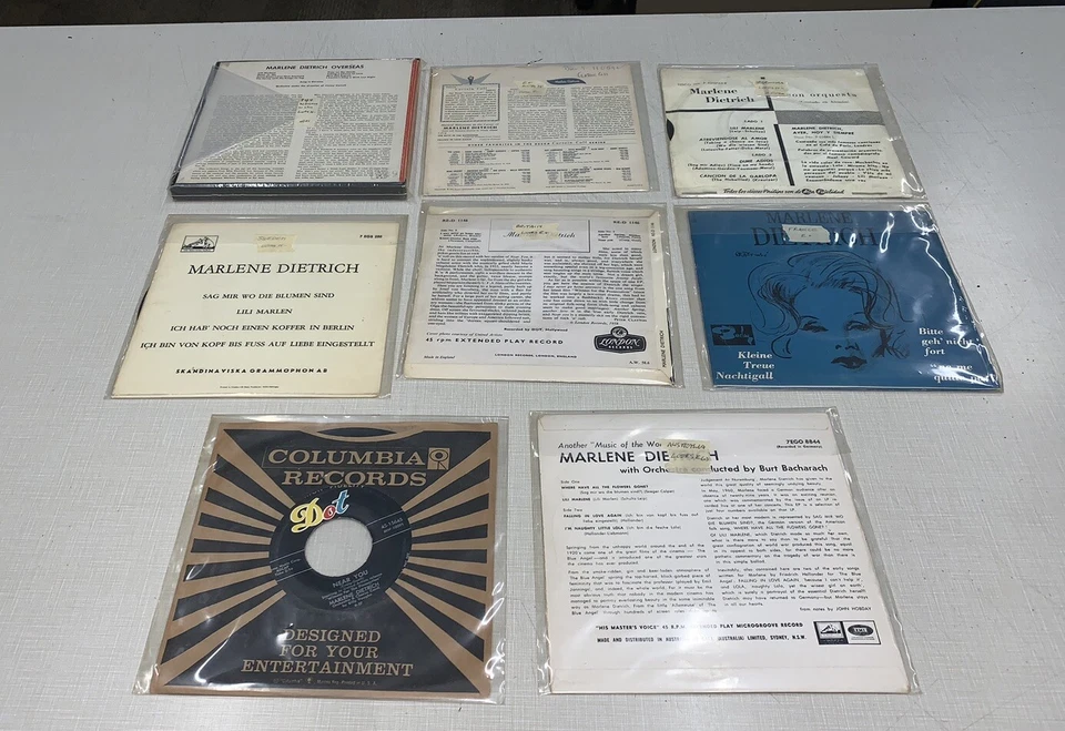 Marlene Dietrich Lot(14) EP Picture Sleeve O.S.S. Lili Australia Sweden Imports - Image 4 of 4
