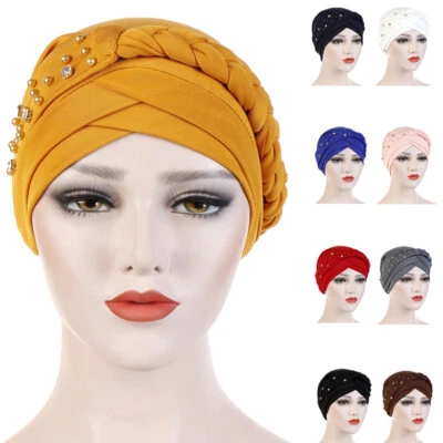 Femmes Musulmanes Perte De Cheveux Tresse Hijab Turban Cancer Chapeau Souple - Photo 1/4