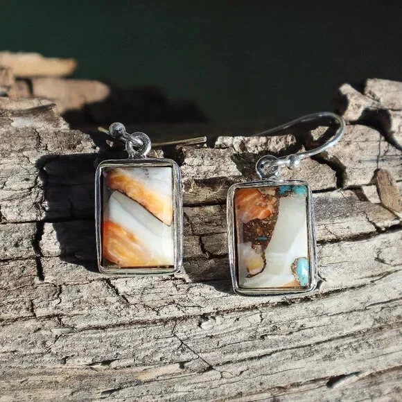 Новые без ценников серьги из натуральной устричной бирюзы 13,3 карата оценка включена - Изображение 2 из 4