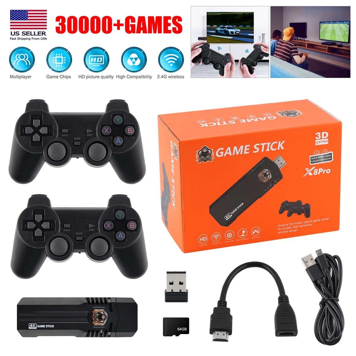 GameStick Lite Retro Video Games Console, N-Game Stick, Nostalgia Stick  Game, New Game Stick Lite 2023 Built in 20000+Games (64g)