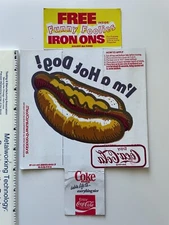 Vintage 1976 Coca-Cola I'm a Hot Dog! Iron-On Funny Foolies- NOS