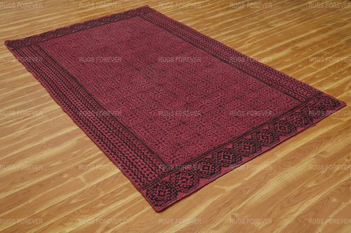 Red Handmade Natural Jute Area Rug Indien Living Room Flat Weave Kilims 5x8 8x10 - Picture 5 of 19