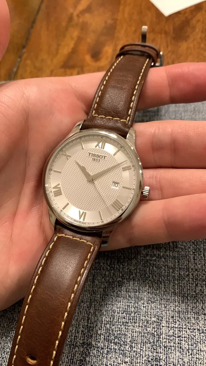 Tissot Men s TRADITION Silver Dial Brown Leather Watch
