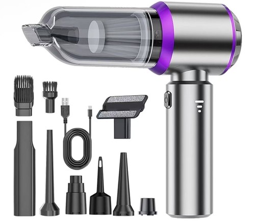 Portable Car Vacuum Cordless Rechargeable Mini Vacuum Cleaner 4-in-1 Compressed