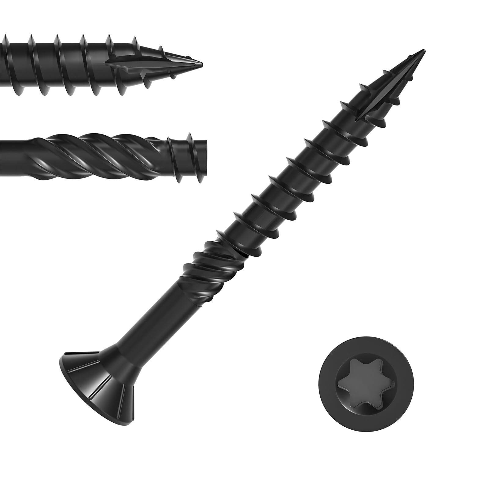 #8 x 1.5 Inch Deck Screws 140pcs Heavy Duty Black Rust Resistant