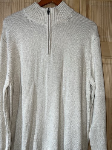 EDDIE BAUER 1/4 Zip High Neck Sweater Wheat Heather NWT Size Large - Picture 2 of 11