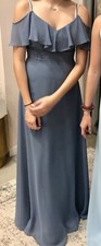 Blue NWT Bridesmaid Prom Evening Gown Party Chiffon Spaghetti Strap Size 6 NWT 
