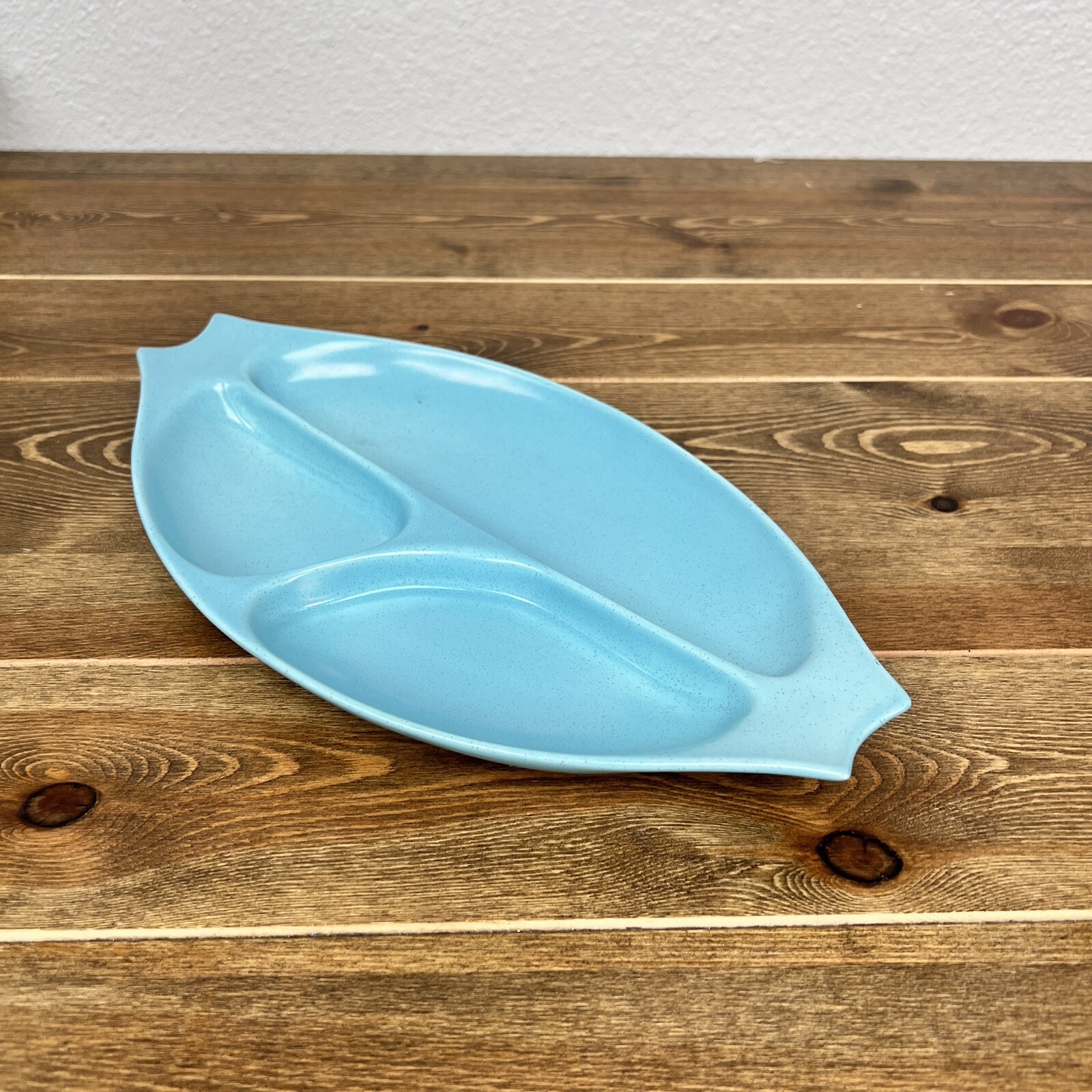 Vintage Vernon Ware By Metlox Heavenly Days 3 Part Divided Dish MCM Blue