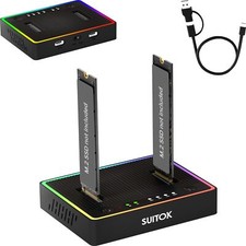 M.2 Duplicator Cloner Dual-Bay Offline USB C to NVMe SATA Dock Station, 20Gbp...