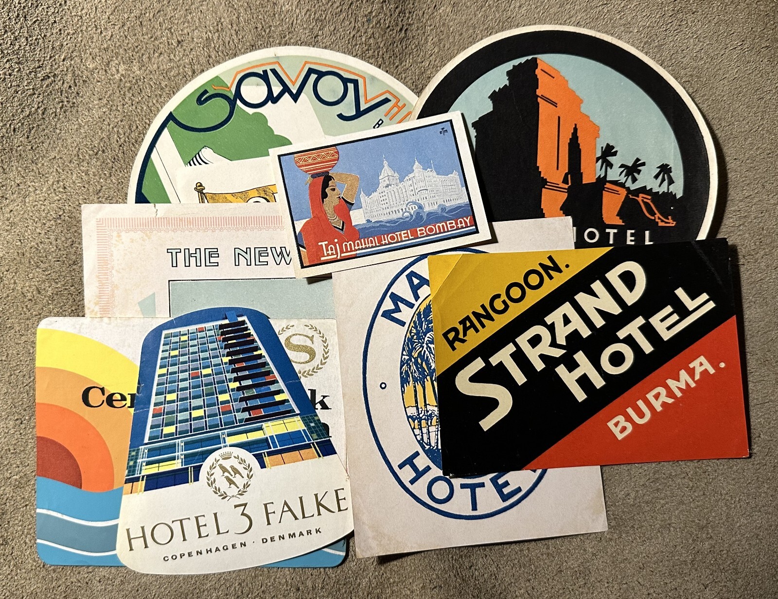 vintage INTERNATIONAL HOTEL LUGGAGE LABELS lot