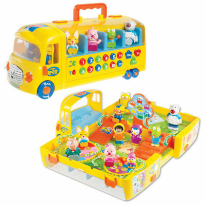 Pororo Melody School Bus with 10 friends Figures Kids Bus Toy