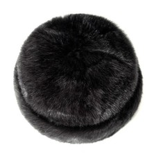 Men Luxury Faux Mink Fur Russian Cossack Hat Ushanka Winter Warm Black Vintage