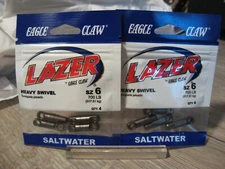 2 Packs Eagle Claw Heavy Saltwater Swivels / 700 LB Test / Black LHS-006 Size 6