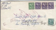 1948, Petaluma to San Francisco,CA, RTS, Registered, Prexies, See Remark (36655)