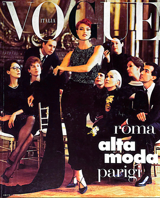 LINDA EVANGELISTA Turlington SCHIFFER Vogue Magazine Italia September 1991 VTG