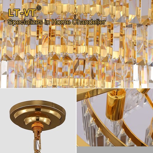 Gold Modern Style Crystal Chandeliers & Lights Round Hanging Classic Pendant Ce - Picture 5 of 5