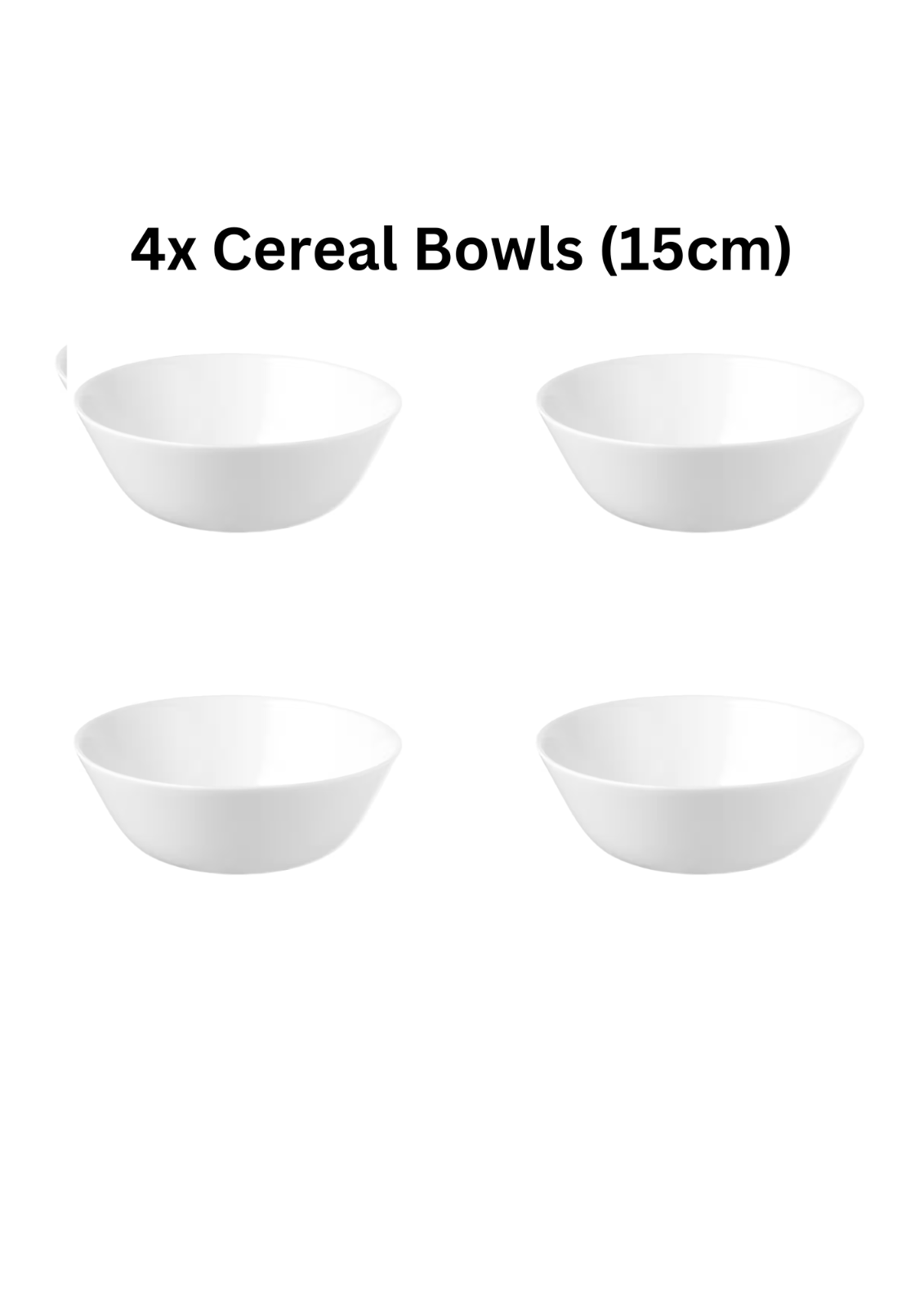 4 x White Dinner Plates Bowls Side Sandwich Dessert Cereal Crockery