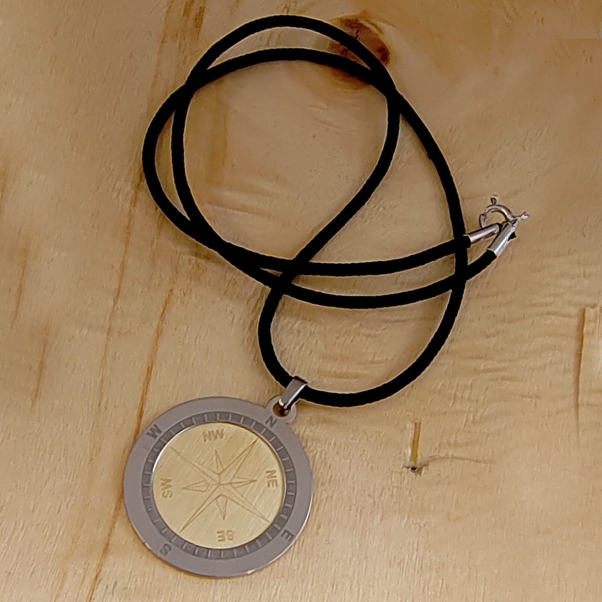 Collier Argent Pendentif Rose Des Vents Homme Pendentif Rose Des